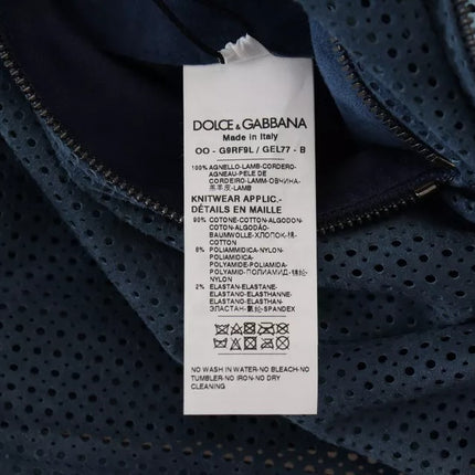 Chaqueta de cremallera completa de cuero azul