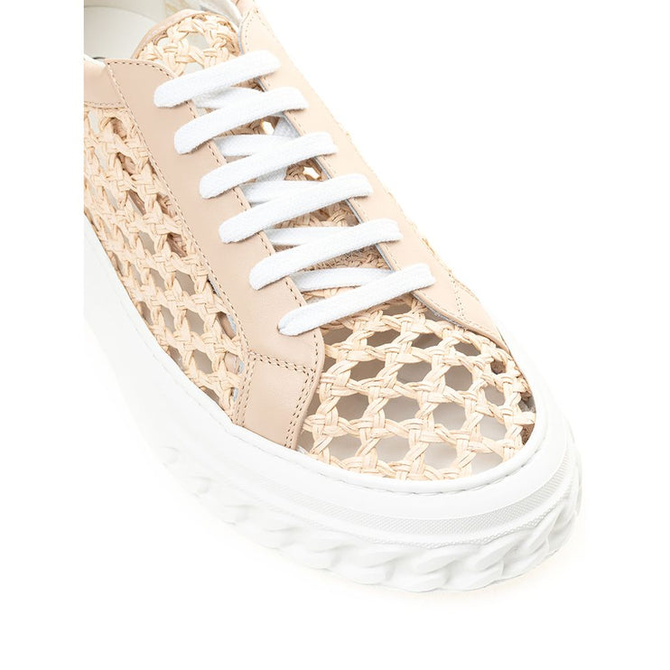 Sneaker in pelle beige chic Casadei