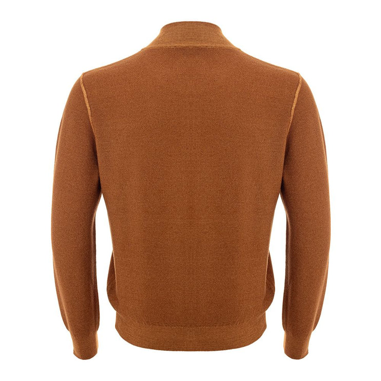 Chic Orange Wool Cardigan for Men