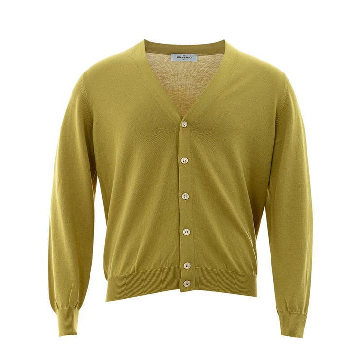 Cardigan en laine italienne en jaune vibrant