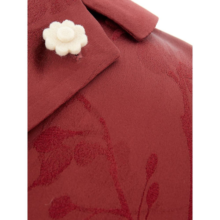 Camicia elegante da donna in acetato rosso