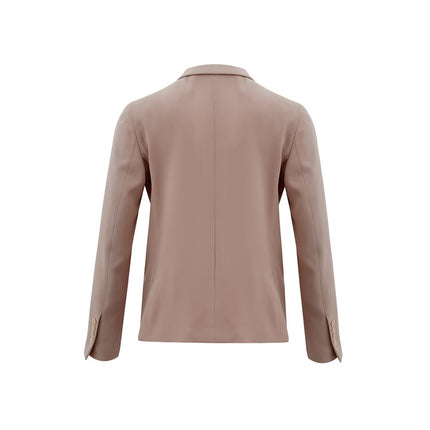 Elegante chaqueta gris de poliéster italiano para mujer