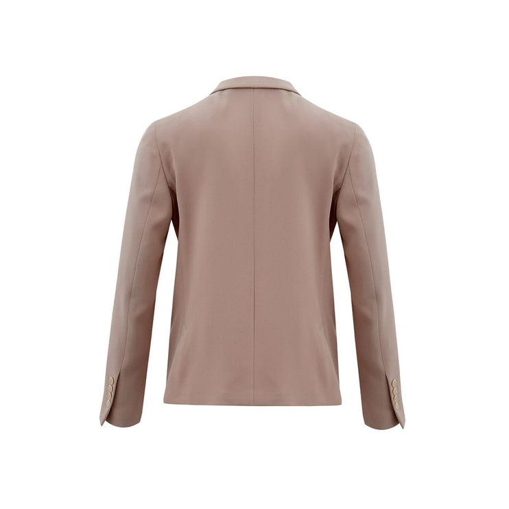 Elegante chaqueta gris de poliéster italiano para mujer