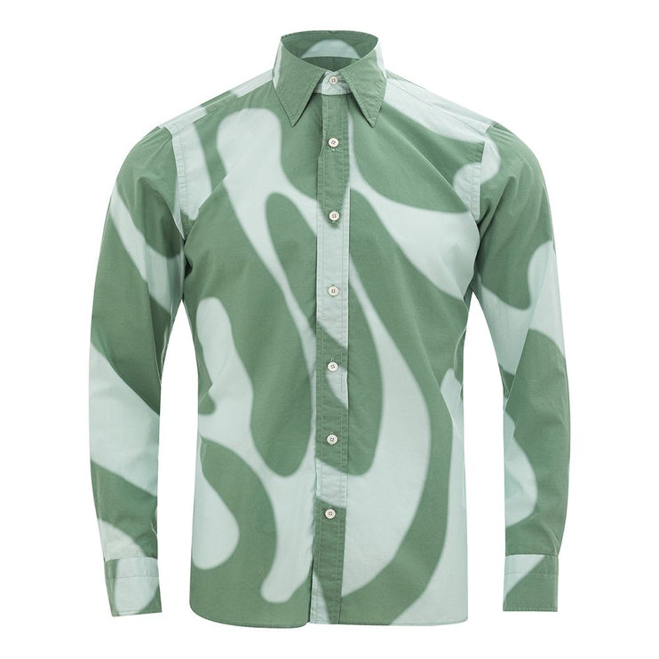 Elegante camisa de algodón verde para hombres