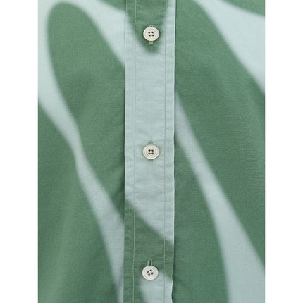 Elegante camisa de algodón verde para hombres