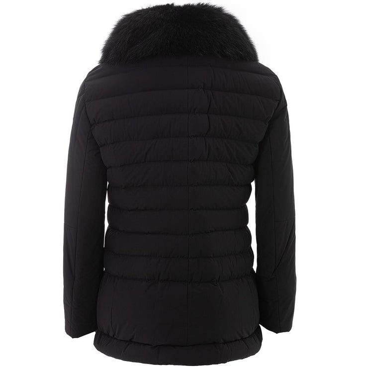 Elegante chaqueta negra de poliamida para mujer