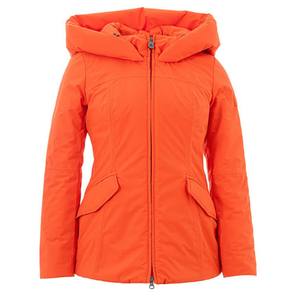 Elegante chaqueta naranja de poliéster para mujer