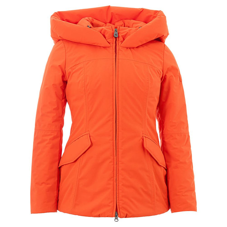 Elegante chaqueta naranja de poliéster para mujer