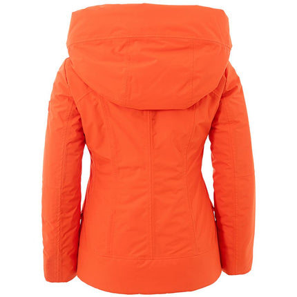 Elegante chaqueta naranja de poliéster para mujer