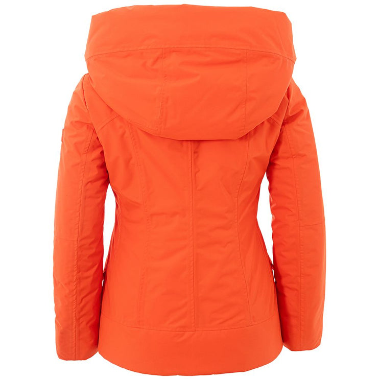 Elegante chaqueta naranja de poliéster para mujer