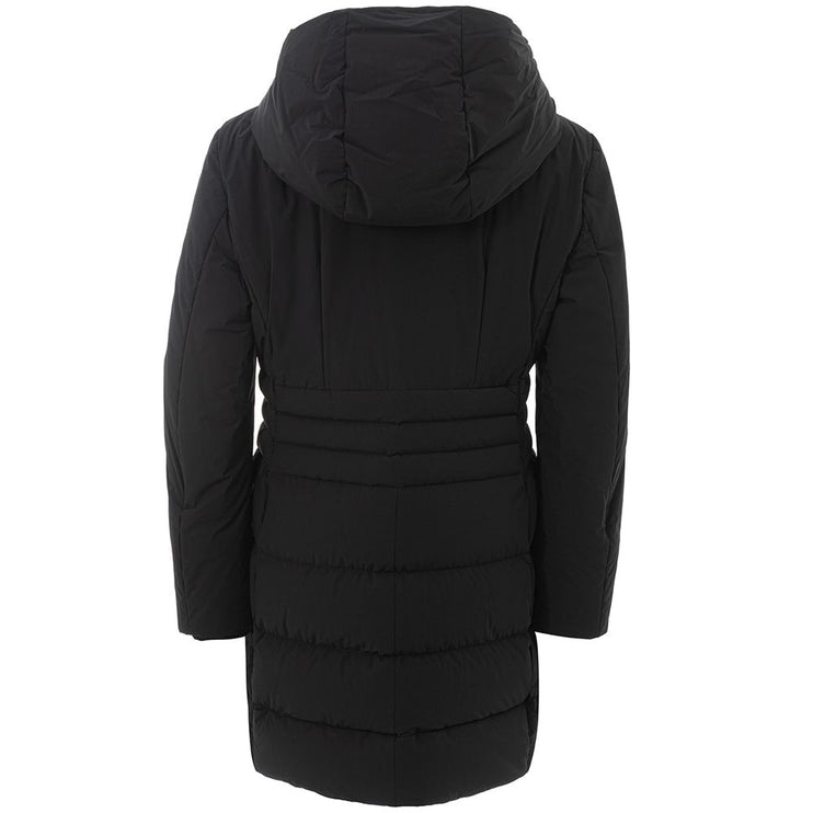 Elegante chaqueta negra de poliamida para mujer