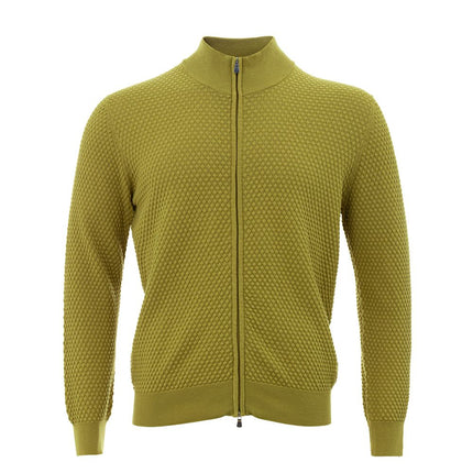 Cardigan elegante in cotone giallo per uomo