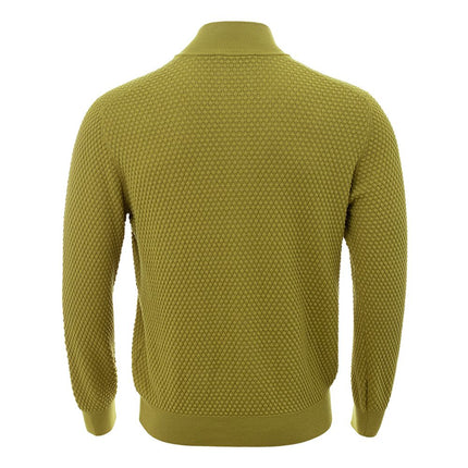 Cardigan elegante in cotone giallo per uomo