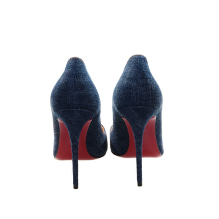 Quindi Kate 120 Pompe al tallone alto in denim