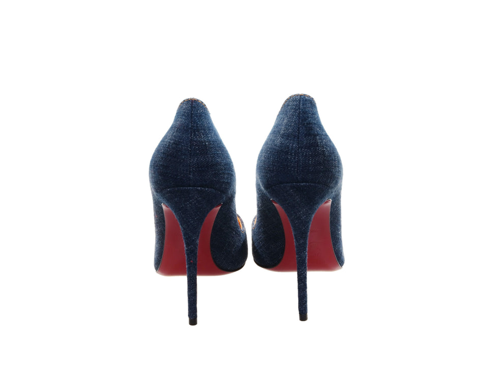 Quindi Kate 120 Pompe al tallone alto in denim