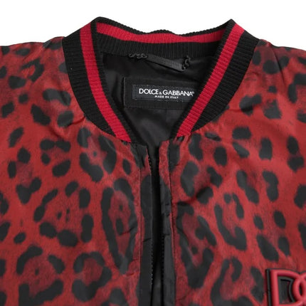 Chaqueta de abrigo corto de leopardo rojo