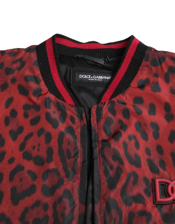 Chaqueta de abrigo corto de leopardo rojo