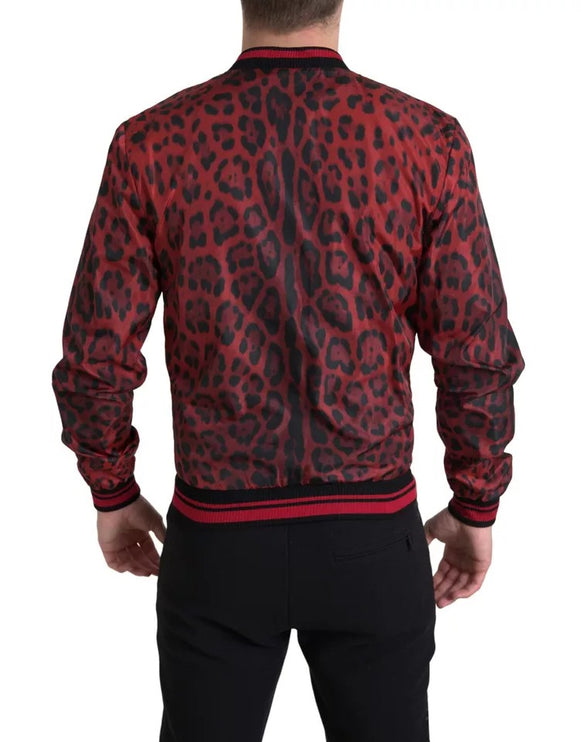 Chaqueta de abrigo corto de leopardo rojo