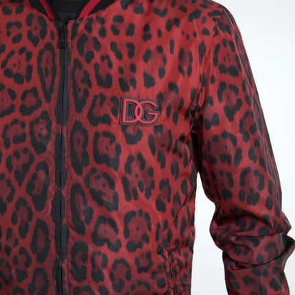 Chaqueta de abrigo corto de leopardo rojo