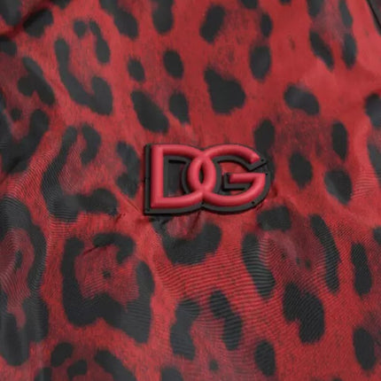 Chaqueta de abrigo corto de leopardo rojo