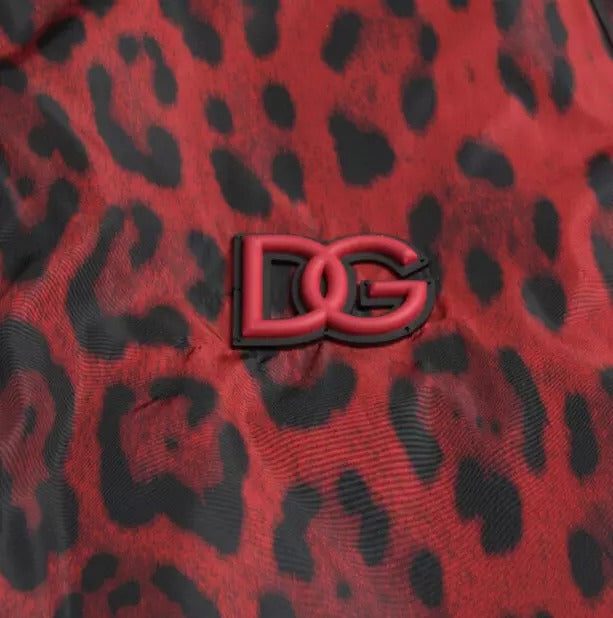 Chaqueta de abrigo corto de leopardo rojo