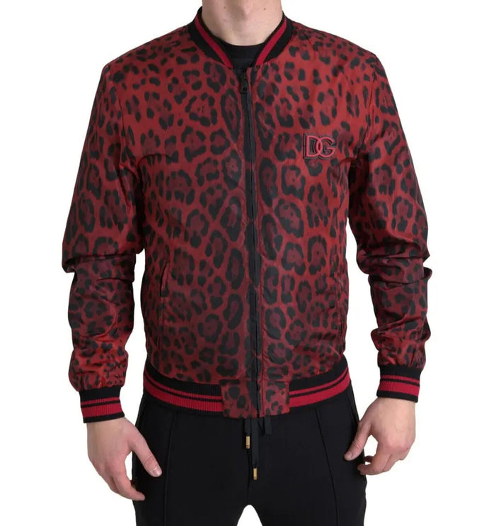 Chaqueta de abrigo corto de leopardo rojo