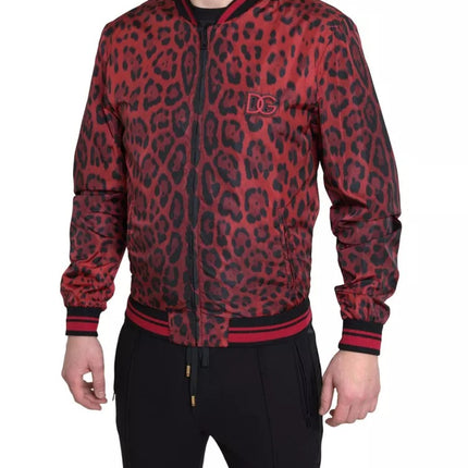 Chaqueta de abrigo corto de leopardo rojo