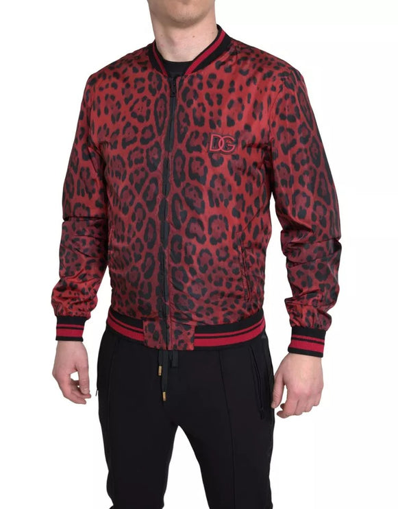 Chaqueta de abrigo corto de leopardo rojo