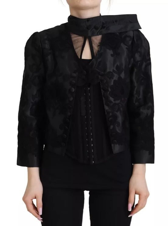 Veste en soie en orgue corset en dentelle noire