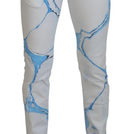 Jeans de mezclilla de algodón azul blanco