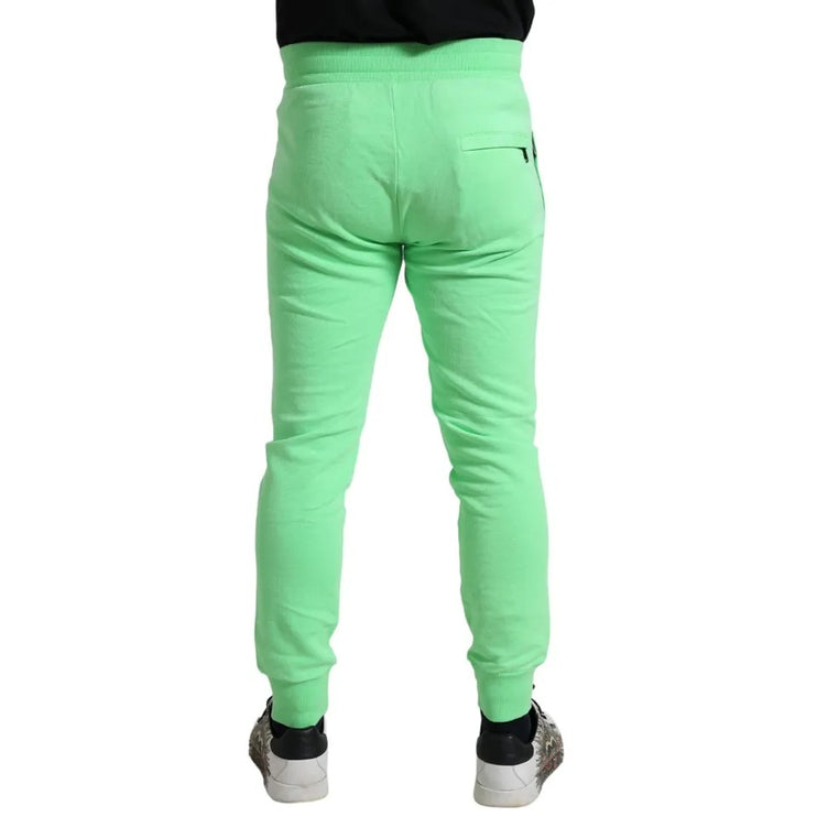 Neon groene katoen stretch jogger jogg bants broek