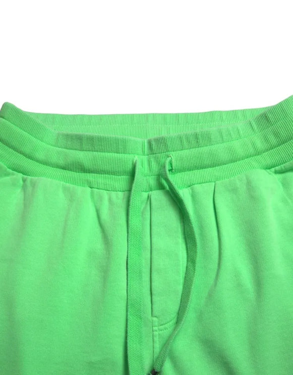 Neon groene katoen stretch jogger jogg bants broek