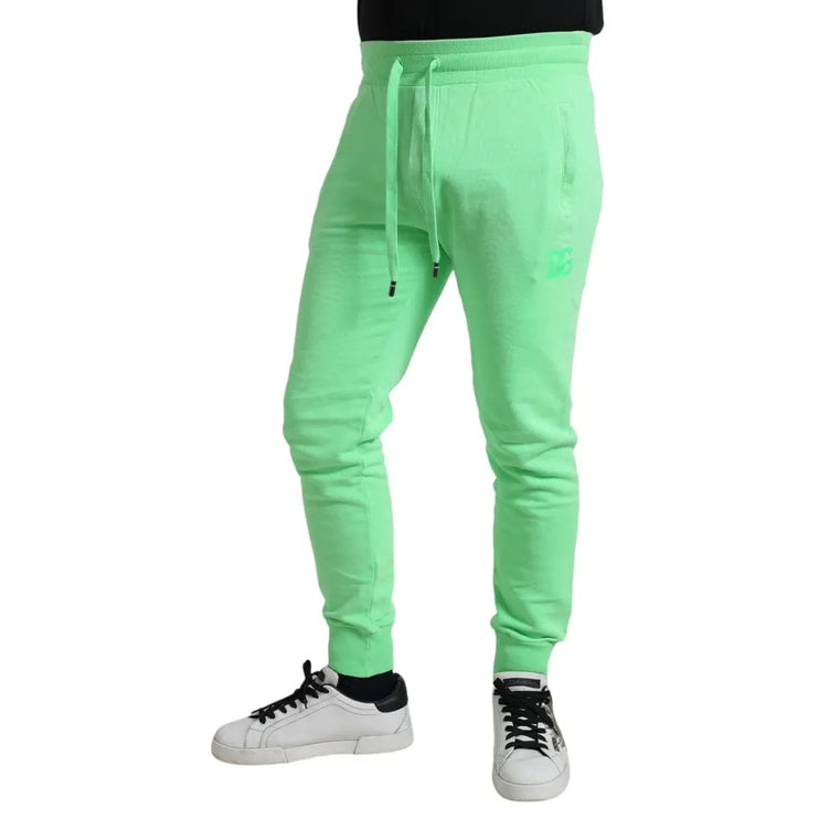 Neon groene katoen stretch jogger jogg bants broek