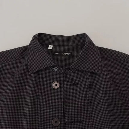 Camisa casual de cuello de mangas largas a cuadros negros a cuadros