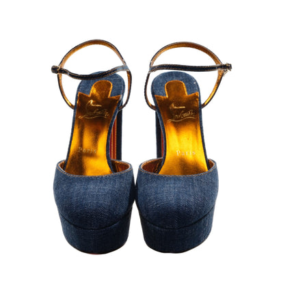 Coluna Denim Navy Blue Platform Talon Pumps