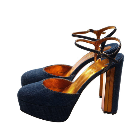 Coluna Denim Navy Blue Platform Talon Pumps