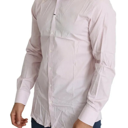 Camisa de vestir de oro formal para hombres de algodón de color rosa claro