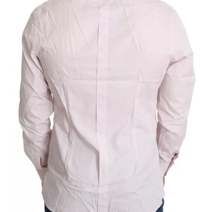 Camisa de vestir de oro formal para hombres de algodón de color rosa claro