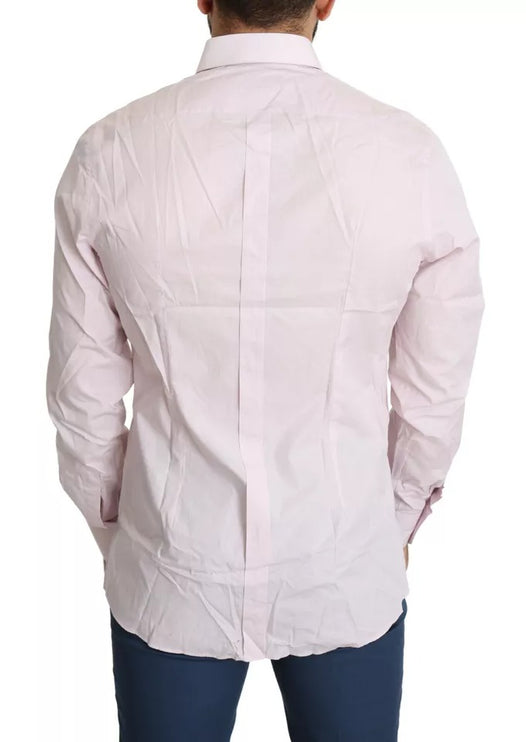 Camisa de vestir de oro formal para hombres de algodón de color rosa claro