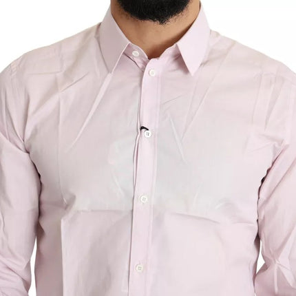 Camisa de vestir de oro formal para hombres de algodón de color rosa claro