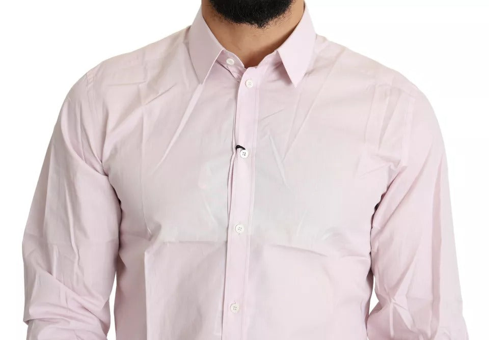 Camisa de vestir de oro formal para hombres de algodón de color rosa claro