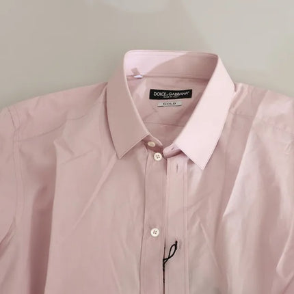 Camisa de vestir de oro formal para hombres de algodón de color rosa claro