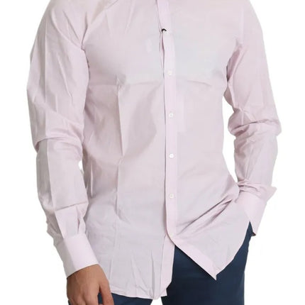 Camisa de vestir de oro formal para hombres de algodón de color rosa claro