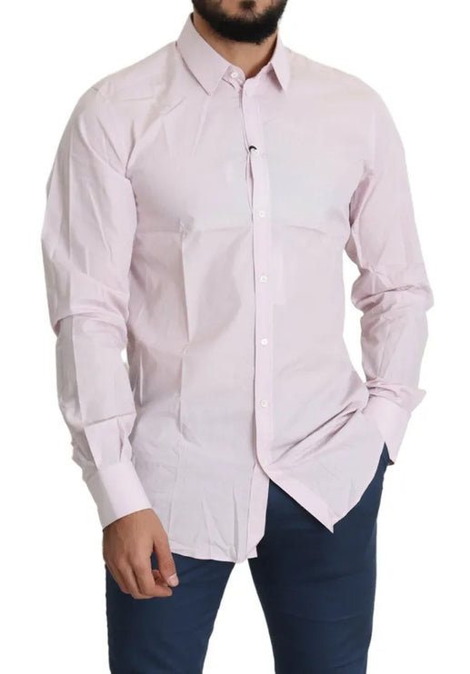 Camisa de vestir de oro formal para hombres de algodón de color rosa claro