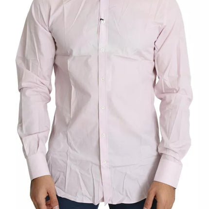 Camisa de vestir de oro formal para hombres de algodón de color rosa claro