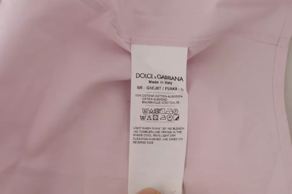 Vestido de algodón de color rosa claro hombres formales camisa dorada