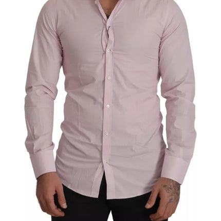 Vestido de algodón de color rosa claro hombres formales camisa dorada