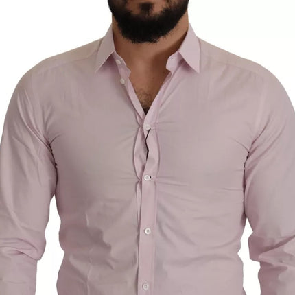 Vestido de algodón de color rosa claro hombres formales camisa dorada