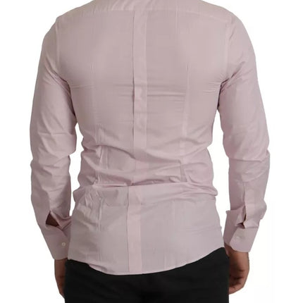 Vestido de algodón de color rosa claro hombres formales camisa dorada