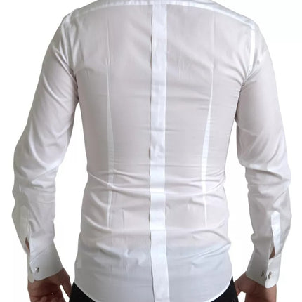 Babero blanco Algodón Poplin Hombres Camisa de oro formal